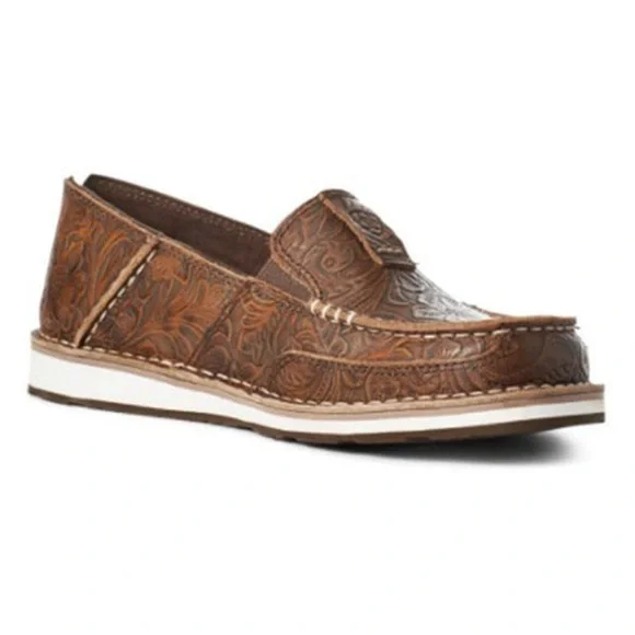Ariat Cruiser Women's Brown Floral Embossed Leather Cruiser Shoe Size 8.5B NEW - Picture 5 of 10